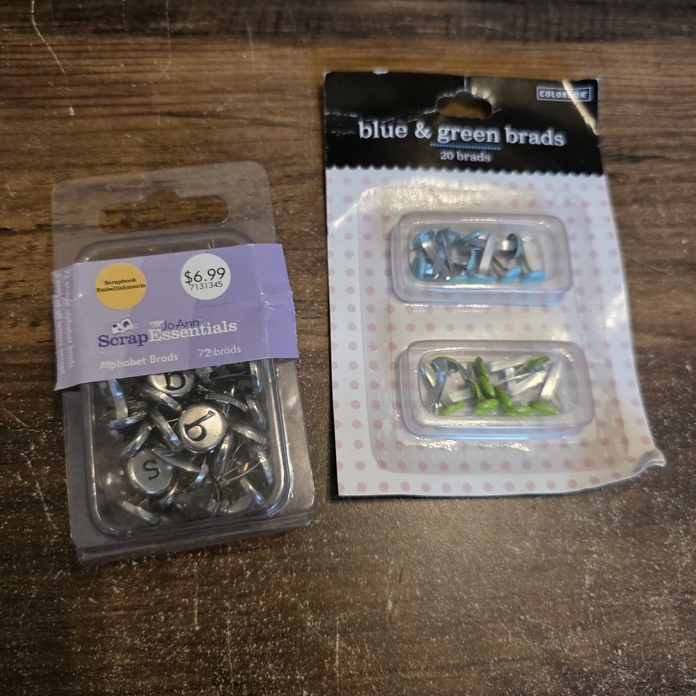 Colorbok Blue & Green Brads 20‎ Brads Jo-Ann Scrap Essentials Alphabet Brads 67